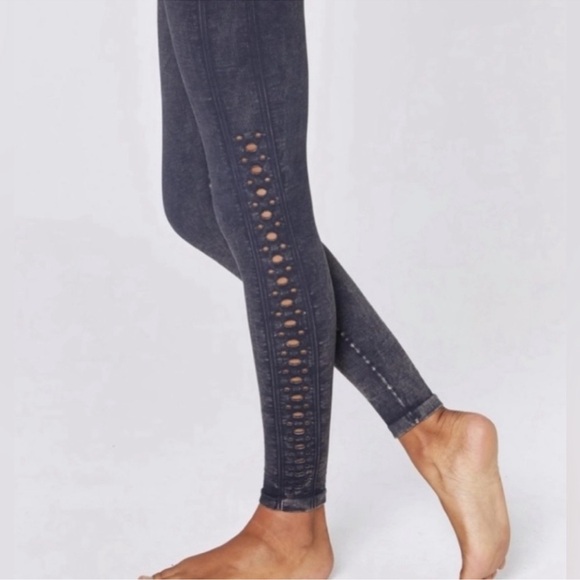 Spiritual gangster navy ribbed leggings with detailing on side size s - Picture 2 of 5